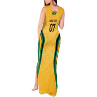 Jamaica Custom Tank Maxi Dress Ethnic Motifs - Gold Accents - Wonder Print Shop