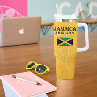 Jamaica Custom Tumbler With Handle Ethnic Motifs - Gold Accents - Wonder Print Shop