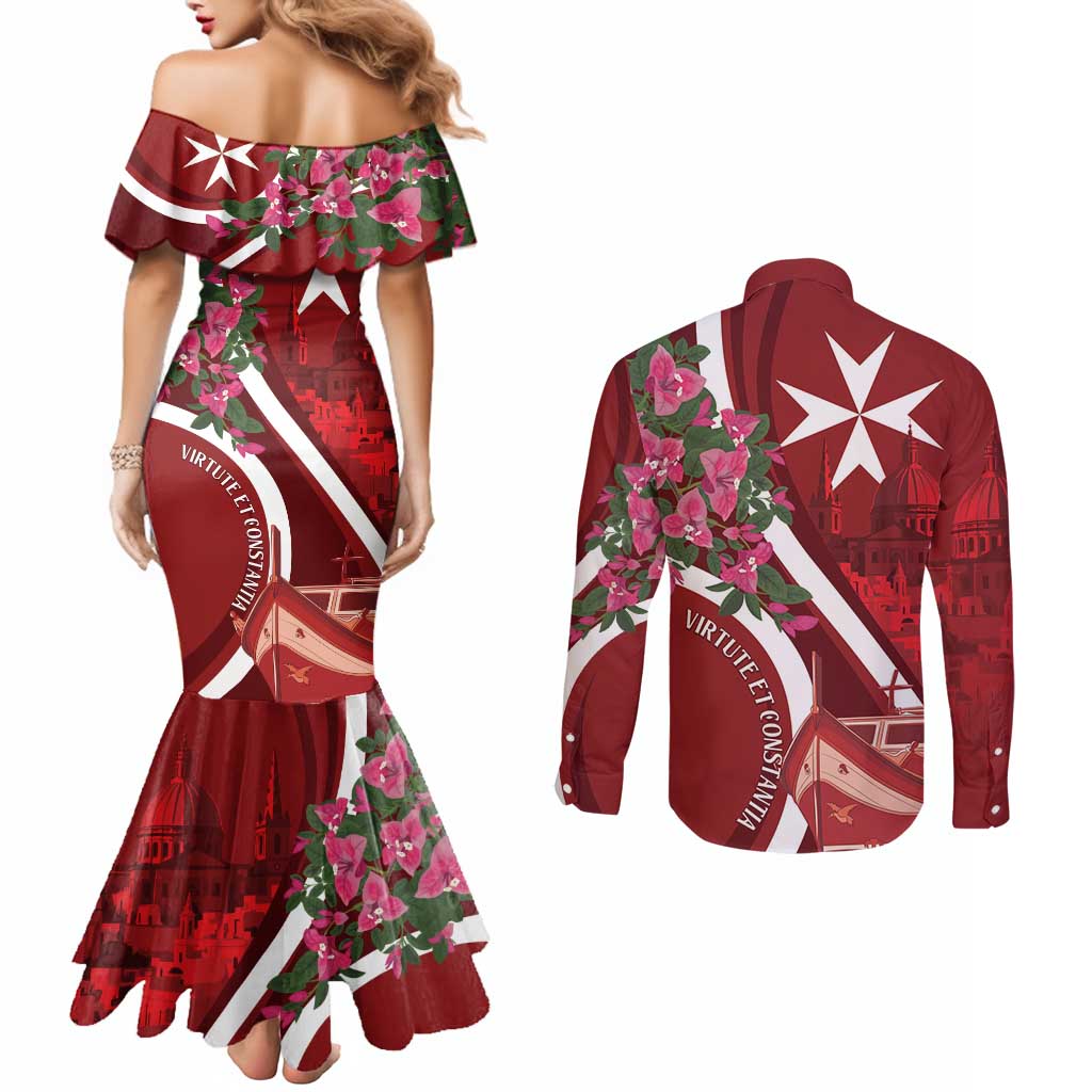 Inħobbok Malta Couples Matching Mermaid Dress and Long Sleeve Button Shirt Bougainville and Luzzu