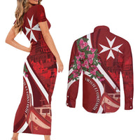 Inħobbok Malta Couples Matching Short Sleeve Bodycon Dress and Long Sleeve Button Shirt Bougainville and Luzzu