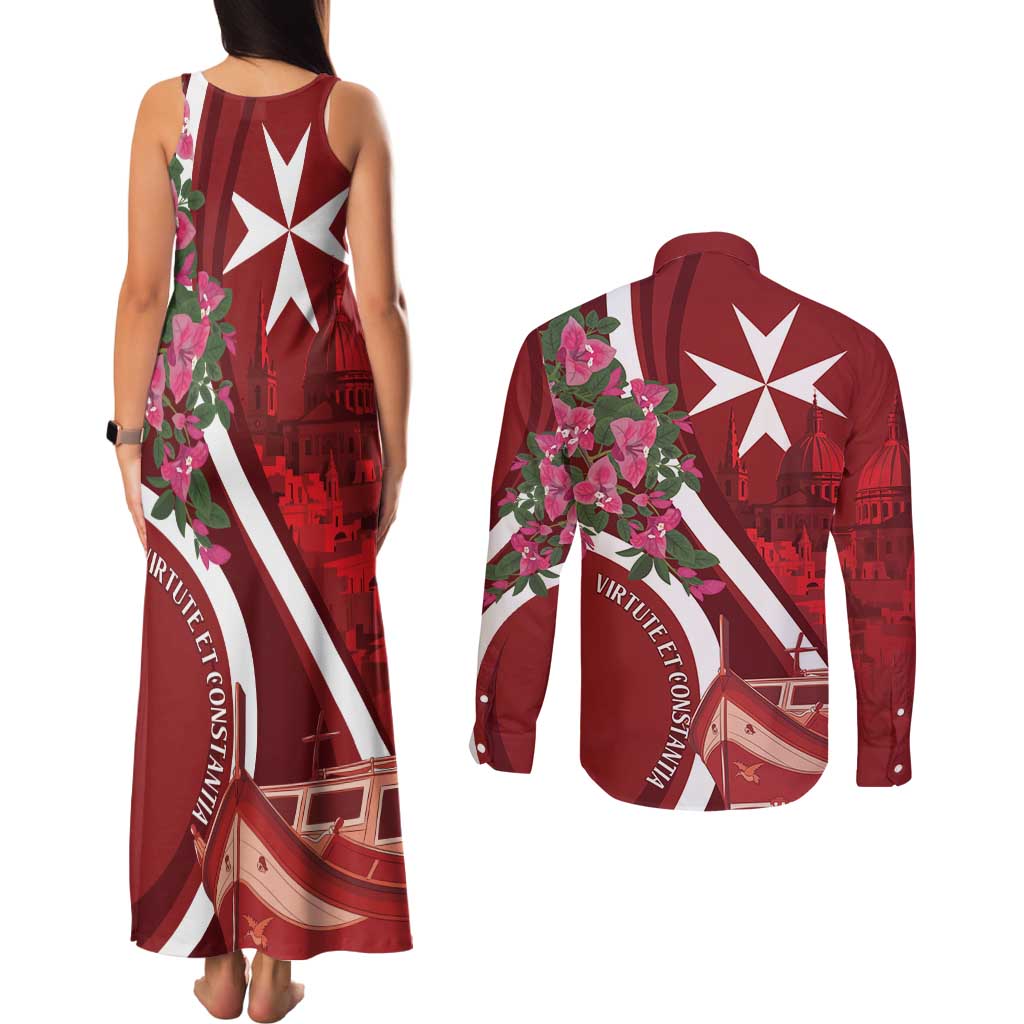 Inħobbok Malta Couples Matching Tank Maxi Dress and Long Sleeve Button Shirt Bougainville and Luzzu
