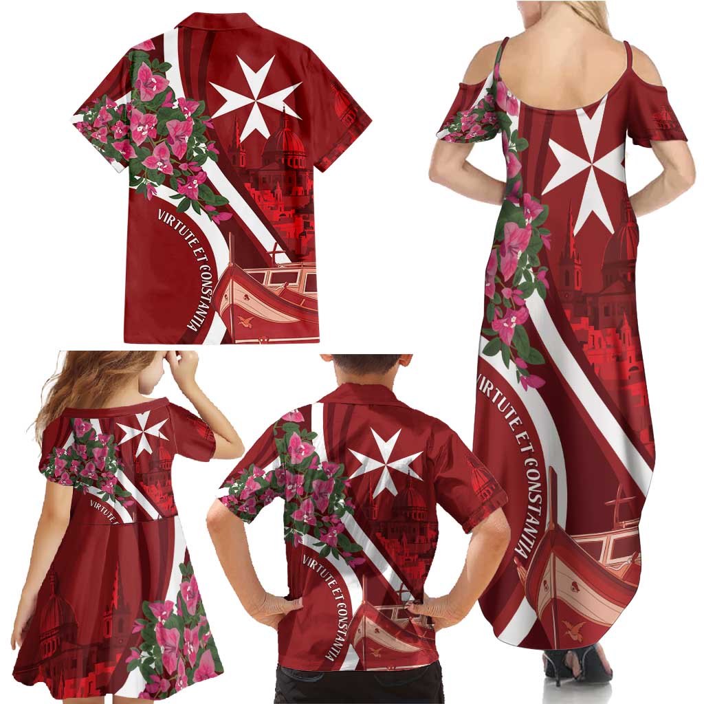 Inħobbok Malta Family Matching Summer Maxi Dress and Hawaiian Shirt Bougainville and Luzzu