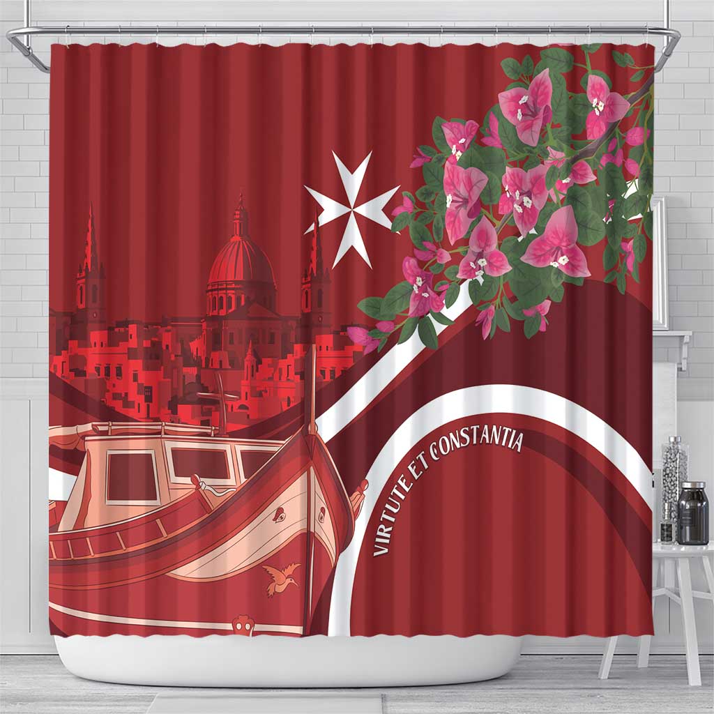 Inħobbok Malta Shower Curtain Bougainville and Luzzu