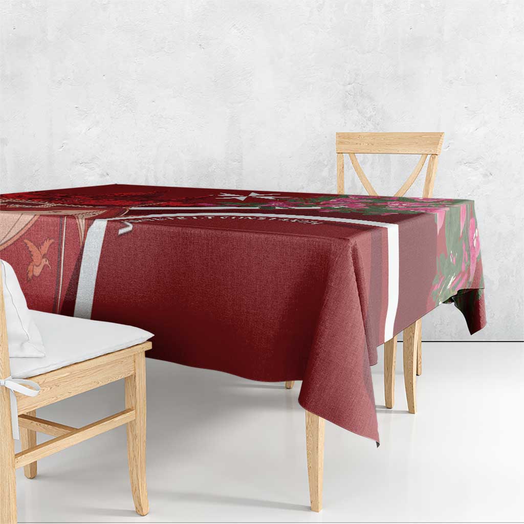 Inħobbok Malta Tablecloth Bougainville and Luzzu