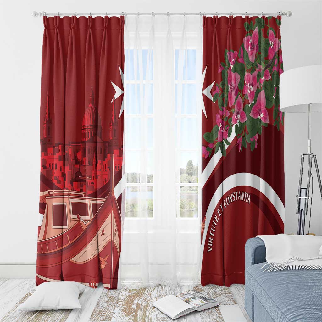 Inħobbok Malta Window Curtain Bougainville and Luzzu