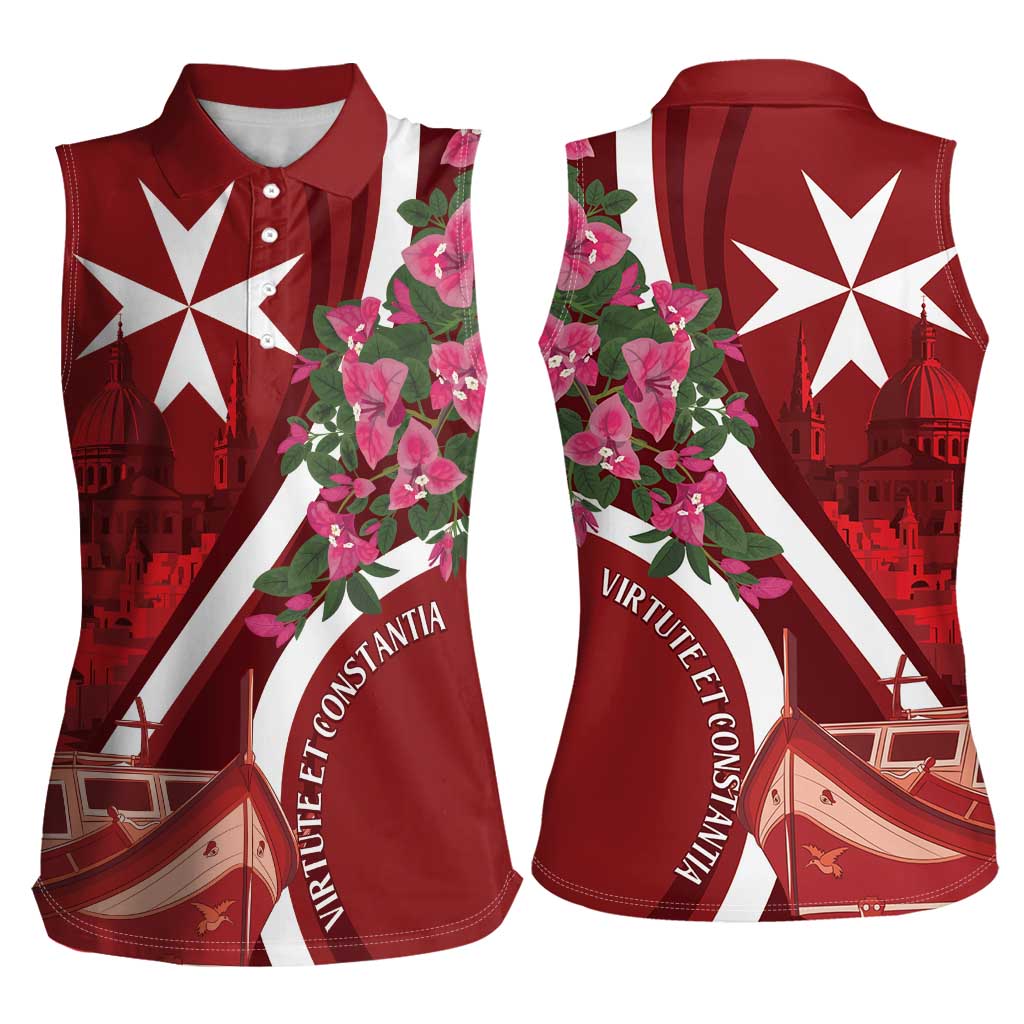 Inħobbok Malta Women Sleeveless Polo Shirt Bougainville and Luzzu
