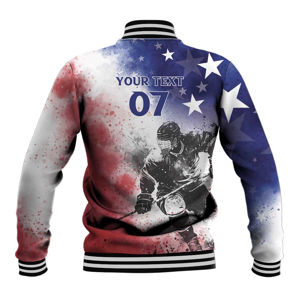 USA Ice Hockey Custom Baseball Jacket Splash Art Abstract Style