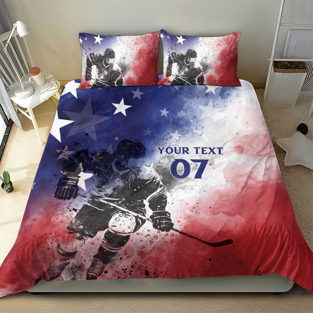 USA Ice Hockey Custom Bedding Set Splash Art Abstract Style