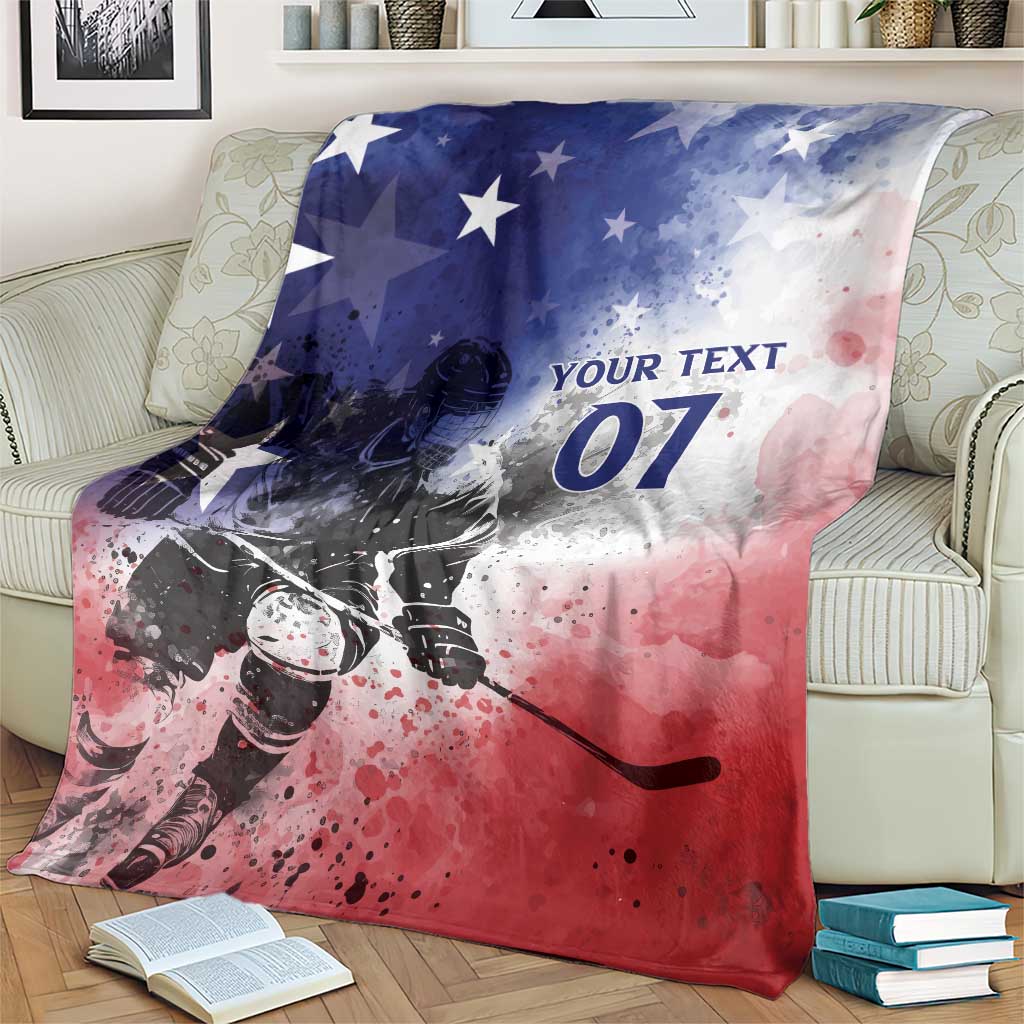 USA Ice Hockey Custom Blanket Splash Art Abstract Style