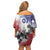 USA Ice Hockey Custom Family Matching Off Shoulder Short Dress and Hawaiian Shirt Splash Art Abstract Style