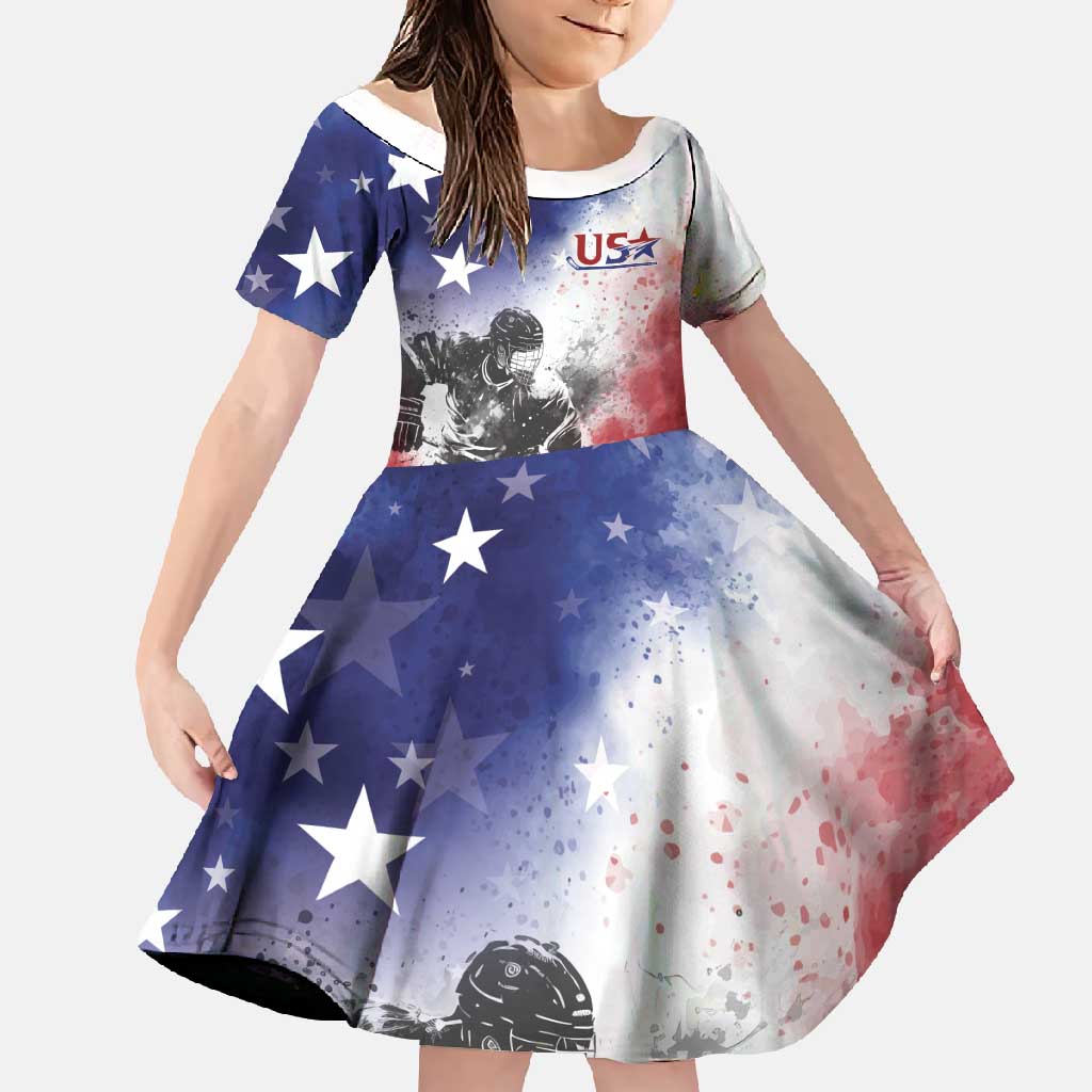 USA Ice Hockey Custom Family Matching Summer Maxi Dress and Hawaiian Shirt Splash Art Abstract Style