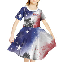 USA Ice Hockey Custom Kid Short Sleeve Dress Splash Art Abstract Style