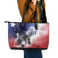 USA Ice Hockey Custom Leather Tote Bag Splash Art Abstract Style