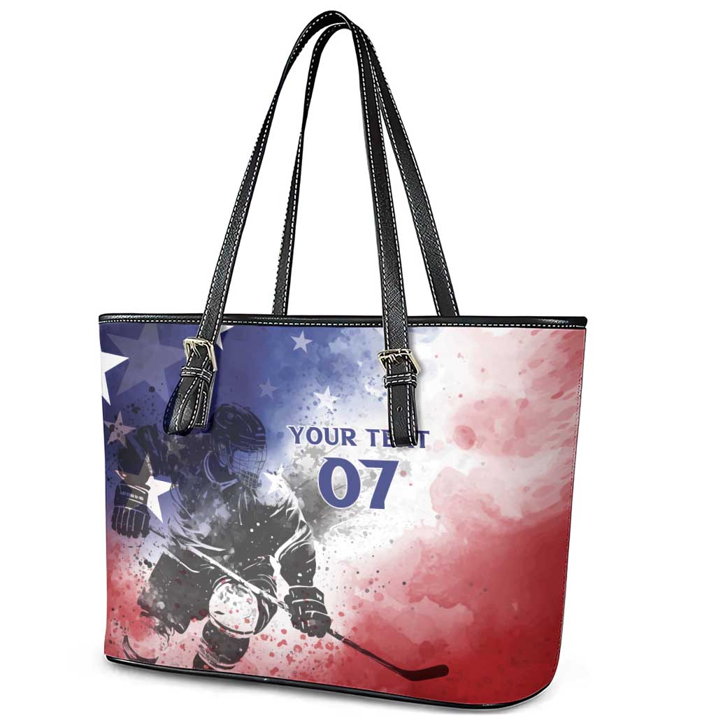 USA Ice Hockey Custom Leather Tote Bag Splash Art Abstract Style