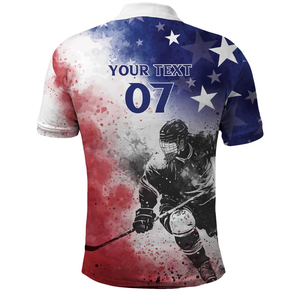 USA Ice Hockey Custom Polo Shirt Splash Art Abstract Style