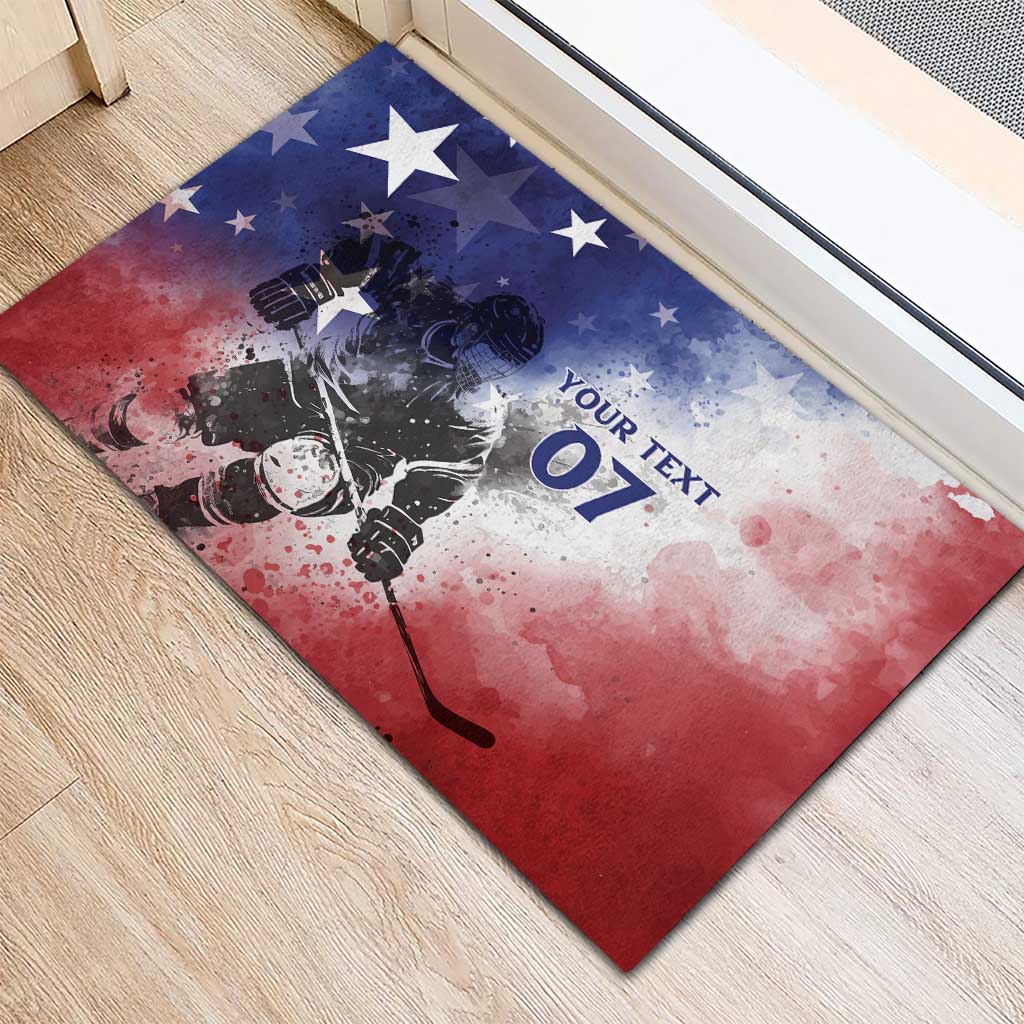 USA Ice Hockey Custom Rubber Doormat Splash Art Abstract Style