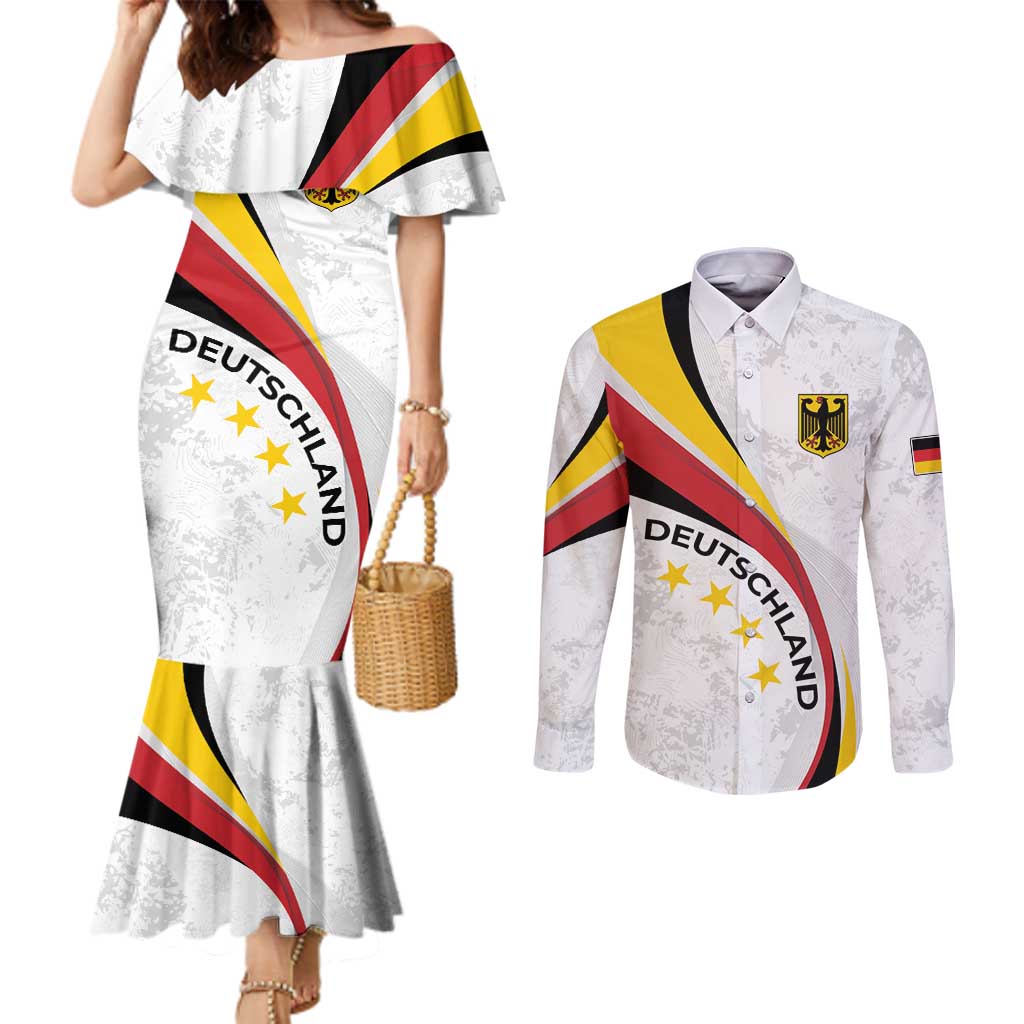 Germany Personalized Couples Matching Mermaid Dress and Long Sleeve Button Shirt 2025 Nationalelf - GO Deutschland