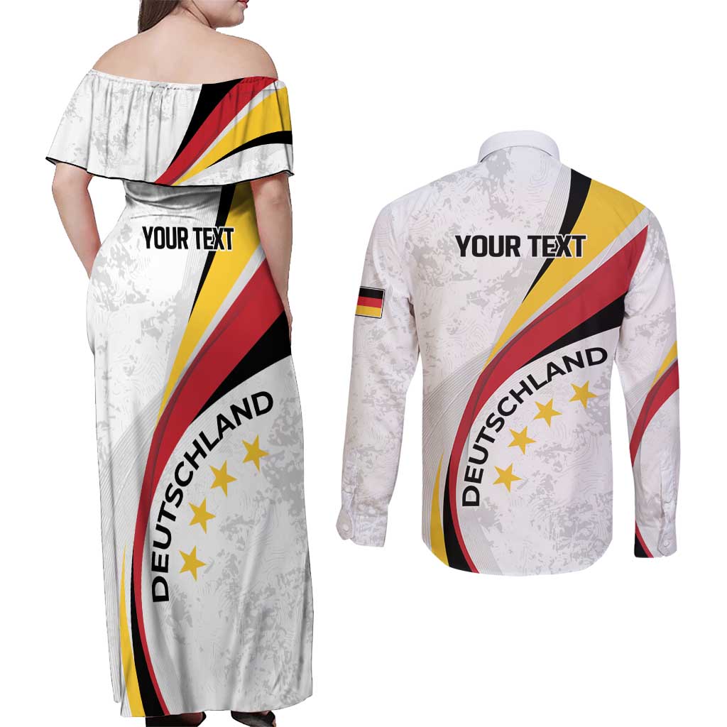 Germany Personalized Couples Matching Off Shoulder Maxi Dress and Long Sleeve Button Shirt 2025 Nationalelf - GO Deutschland