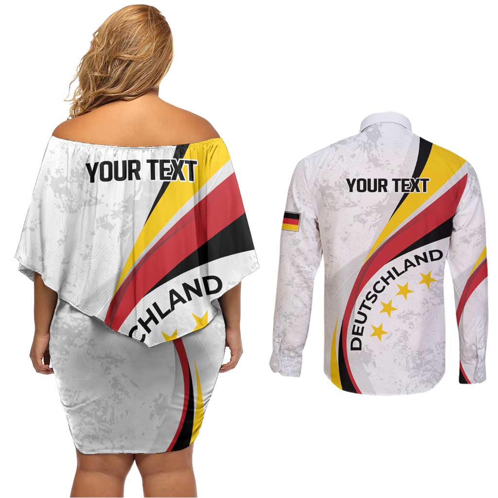 Germany Personalized Couples Matching Off Shoulder Short Dress and Long Sleeve Button Shirt 2025 Nationalelf - GO Deutschland