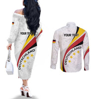 Germany Personalized Couples Matching Off The Shoulder Long Sleeve Dress and Long Sleeve Button Shirt 2025 Nationalelf - GO Deutschland