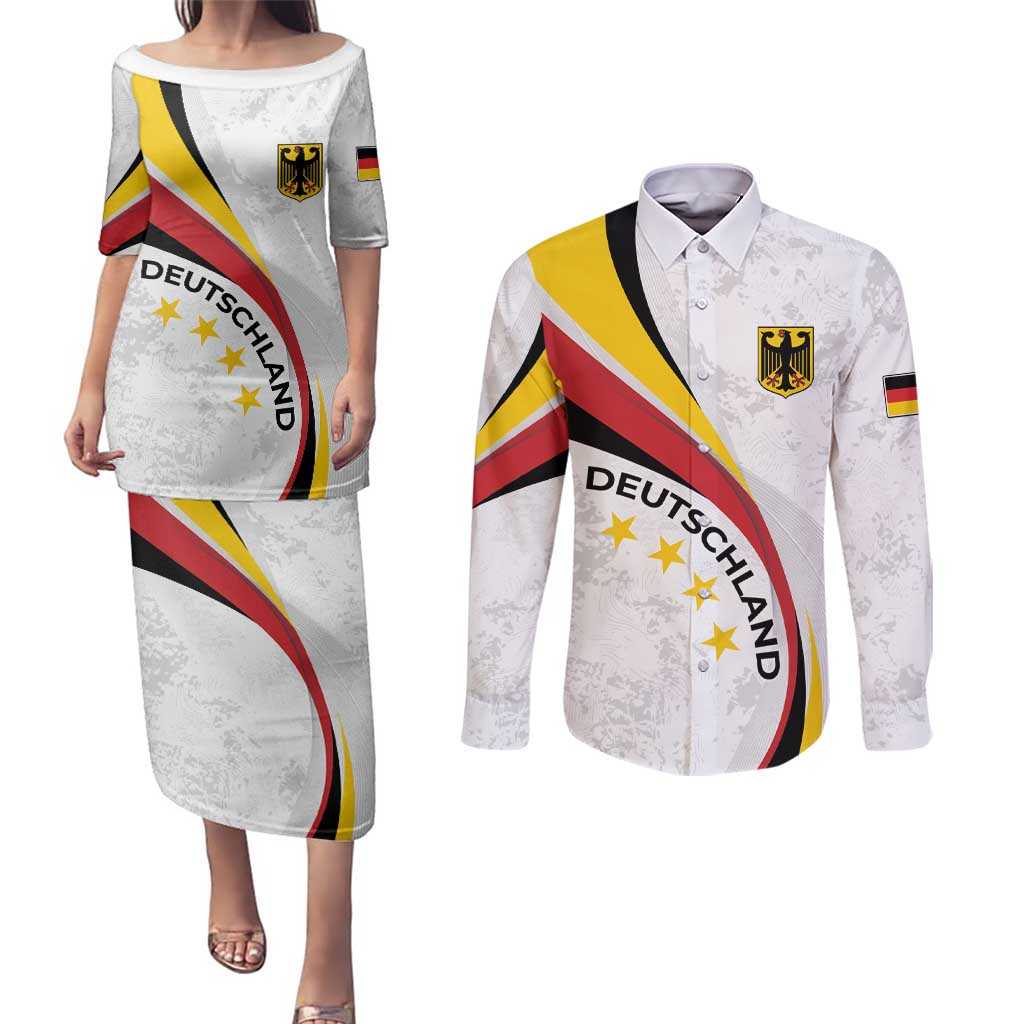 Germany Personalized Couples Matching Puletasi and Long Sleeve Button Shirt 2025 Nationalelf - GO Deutschland