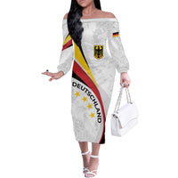 Germany Personalized Family Matching Off The Shoulder Long Sleeve Dress and Hawaiian Shirt 2025 Nationalelf - GO Deutschland