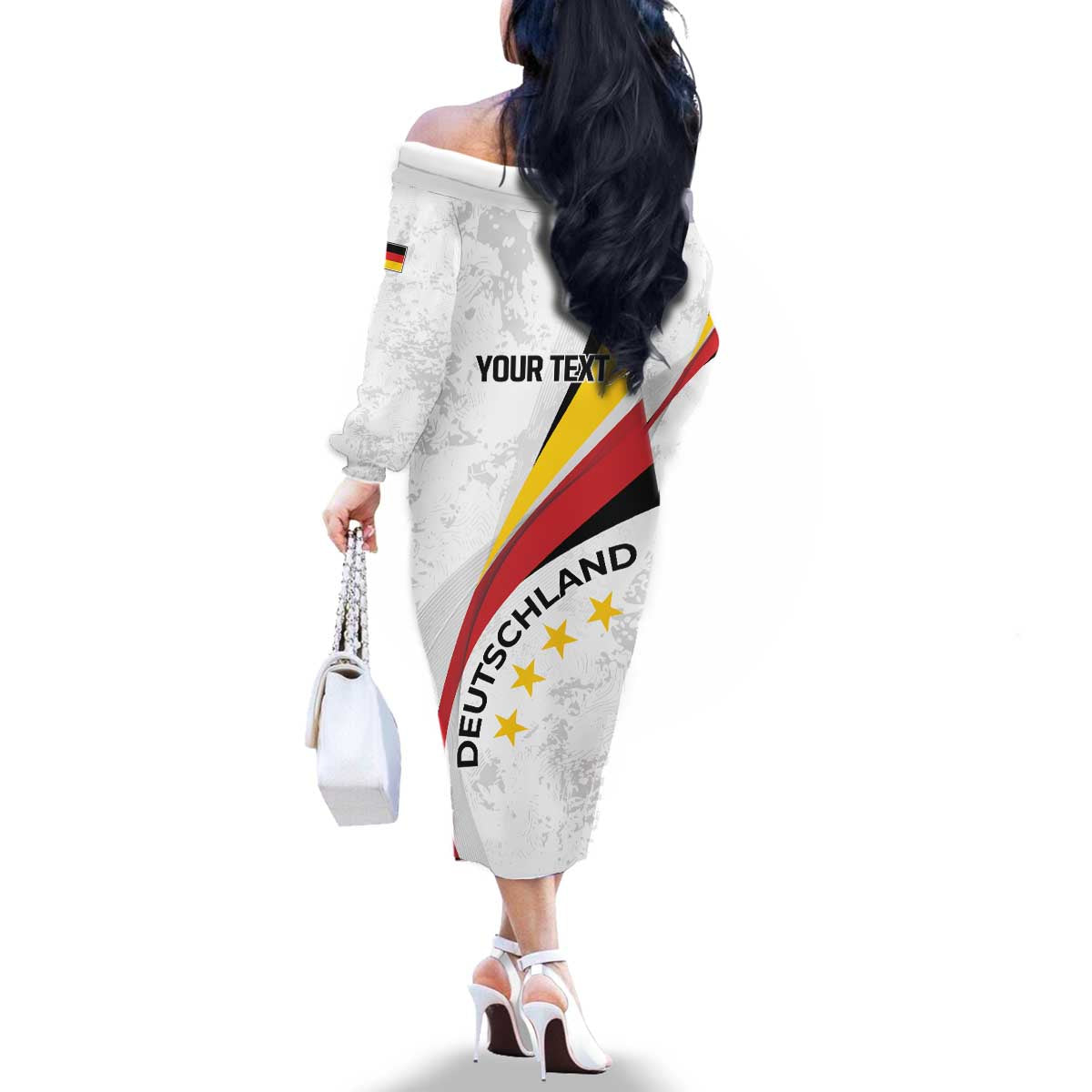 Germany Personalized Family Matching Off The Shoulder Long Sleeve Dress and Hawaiian Shirt 2025 Nationalelf - GO Deutschland