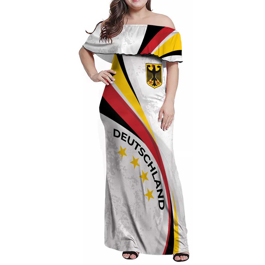 Germany Personalized Family Matching Off Shoulder Maxi Dress and Hawaiian Shirt 2025 Nationalelf - GO Deutschland