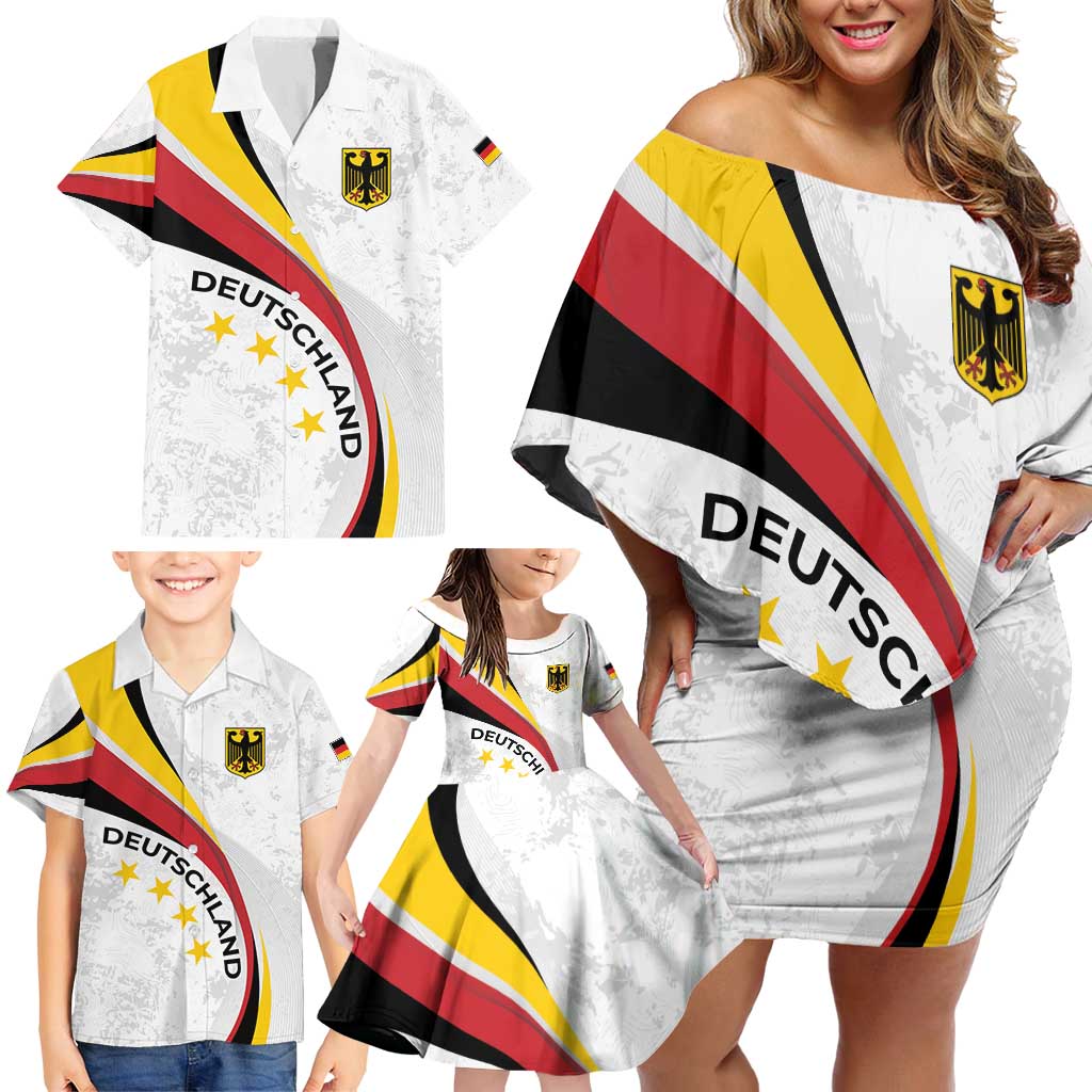 Germany Personalized Family Matching Off Shoulder Short Dress and Hawaiian Shirt 2025 Nationalelf - GO Deutschland