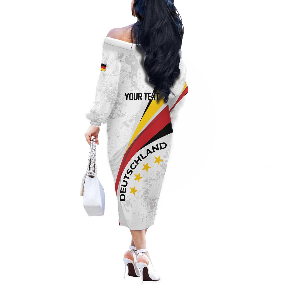 Germany Personalized Off The Shoulder Long Sleeve Dress 2025 Nationalelf - GO Deutschland