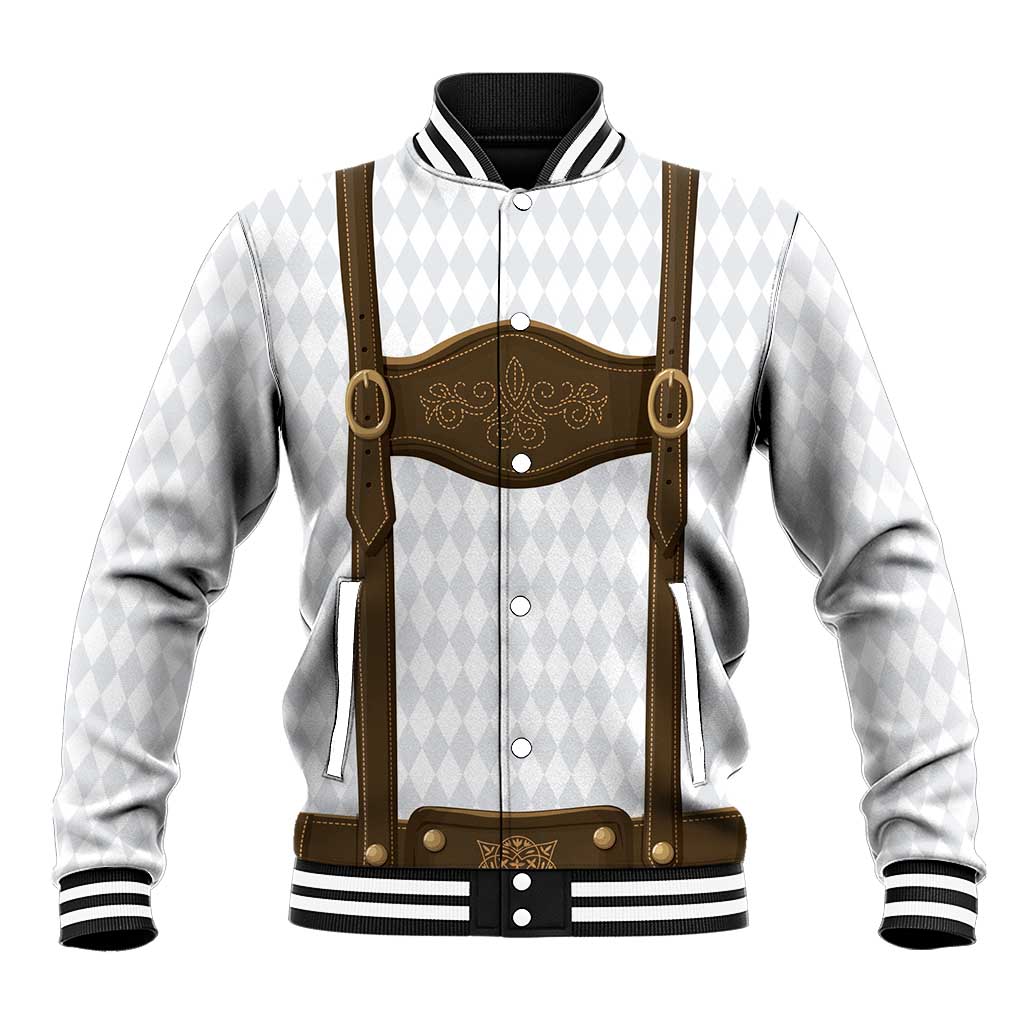 Germany Trachten Lederhose Inspired Baseball Jacket Washed Brown