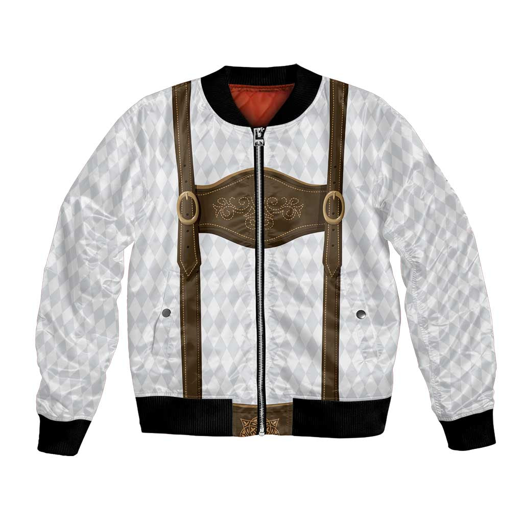 Germany Trachten Lederhose Inspired Bomber Jacket Washed Brown