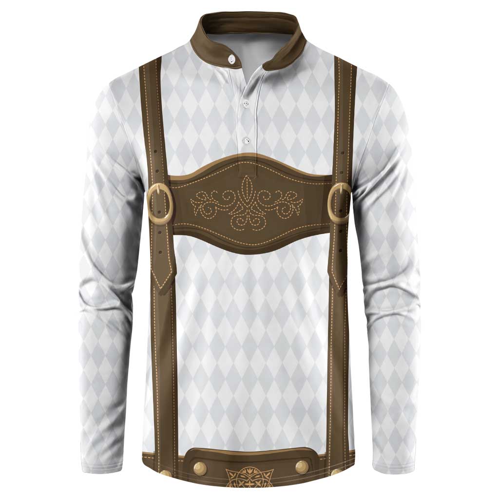 Germany Trachten Lederhose Inspired Button Sweatshirt Washed Brown