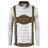 Germany Trachten Lederhose Inspired Button Sweatshirt Washed Brown
