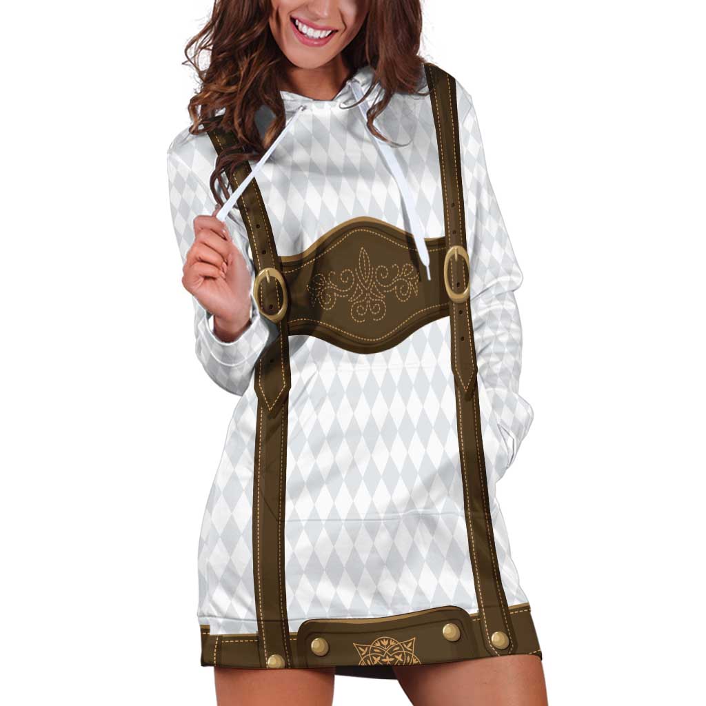 Germany Trachten Lederhose Inspired Hoodie Dress Washed Brown