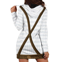 Germany Trachten Lederhose Inspired Hoodie Dress Washed Brown