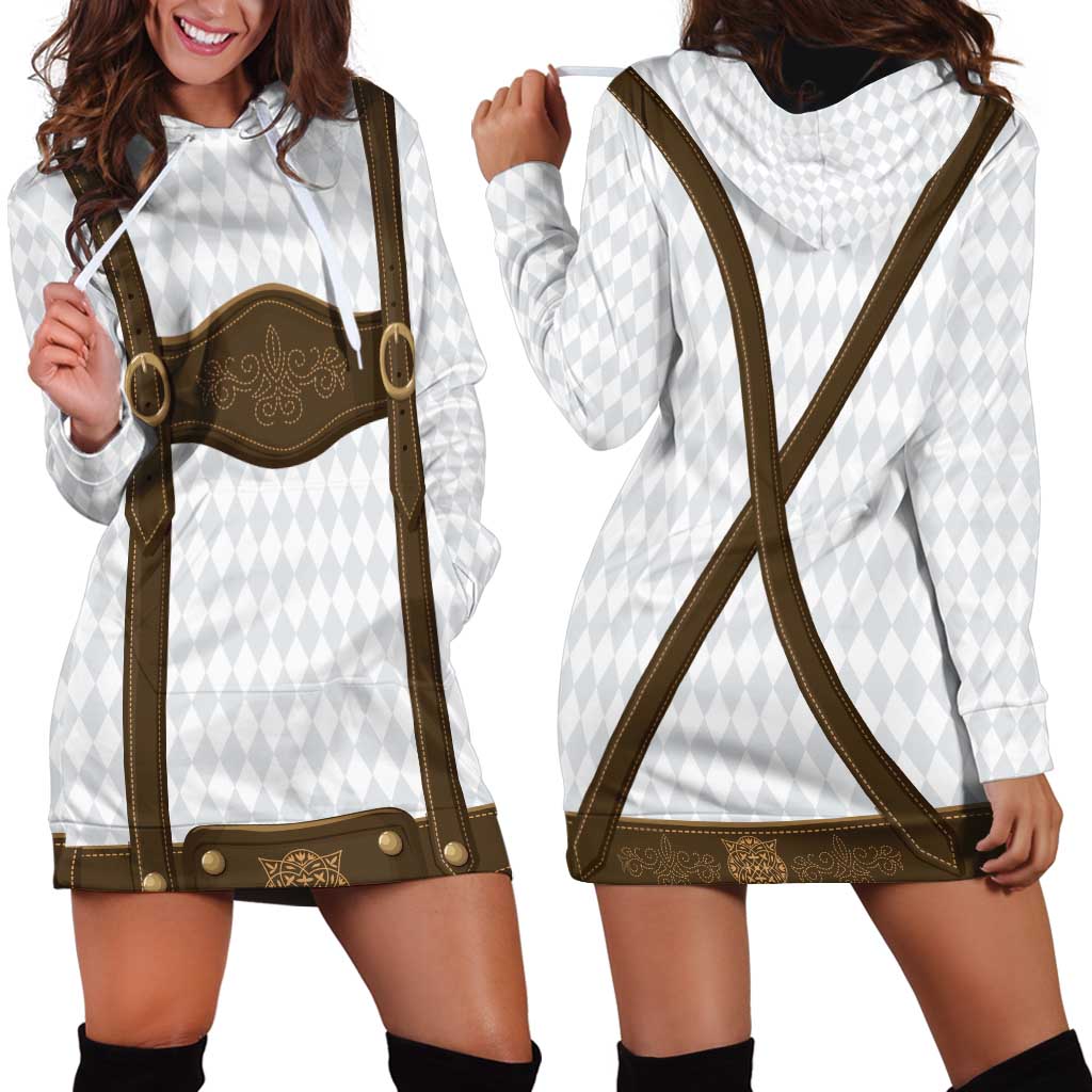 Germany Trachten Lederhose Inspired Hoodie Dress Washed Brown