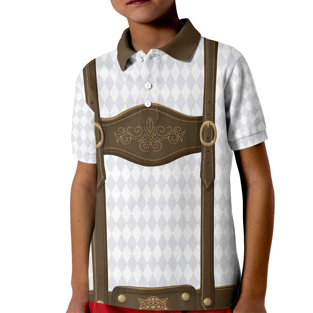 Germany Trachten Lederhose Inspired Kid Polo Shirt Washed Brown