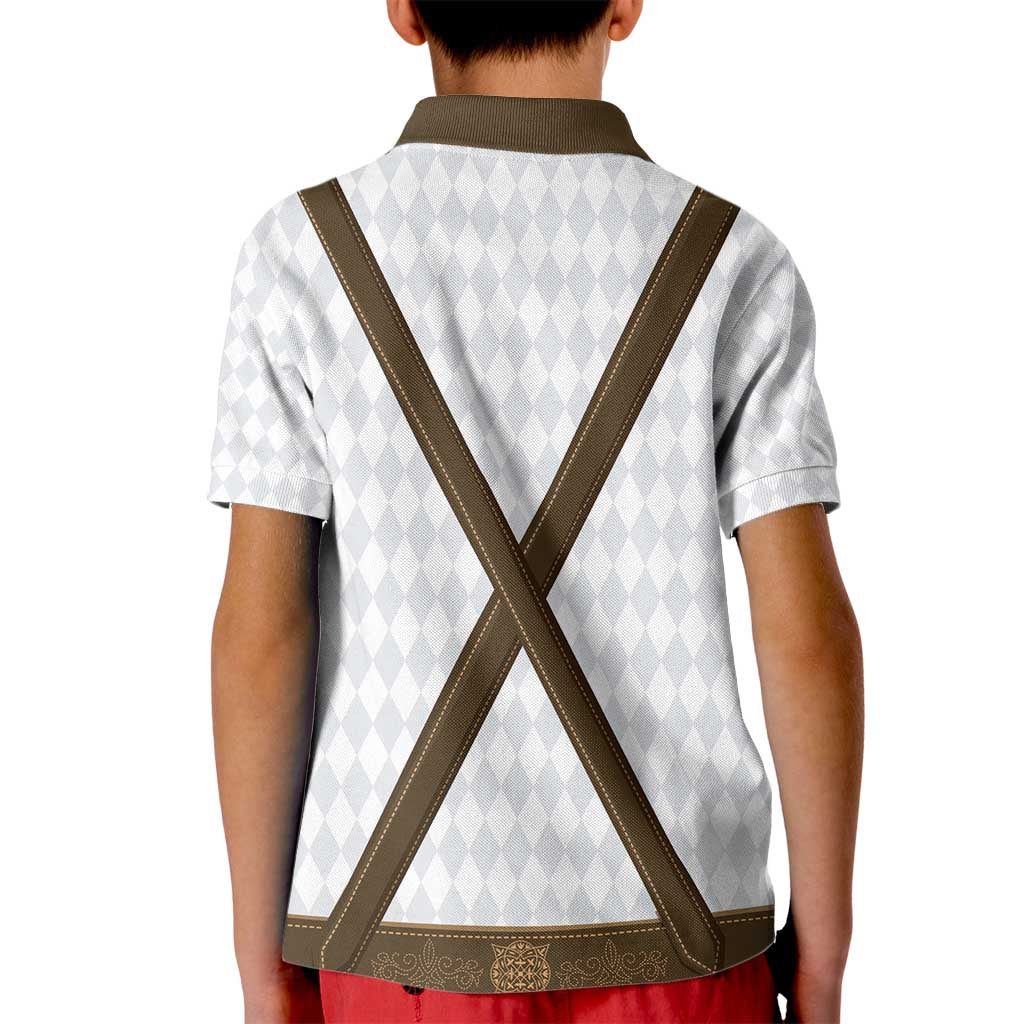 Germany Trachten Lederhose Inspired Kid Polo Shirt Washed Brown