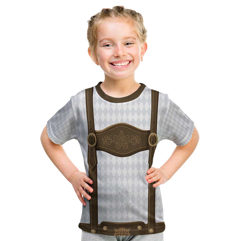 Germany Trachten Lederhose Inspired Kid T Shirt Washed Brown