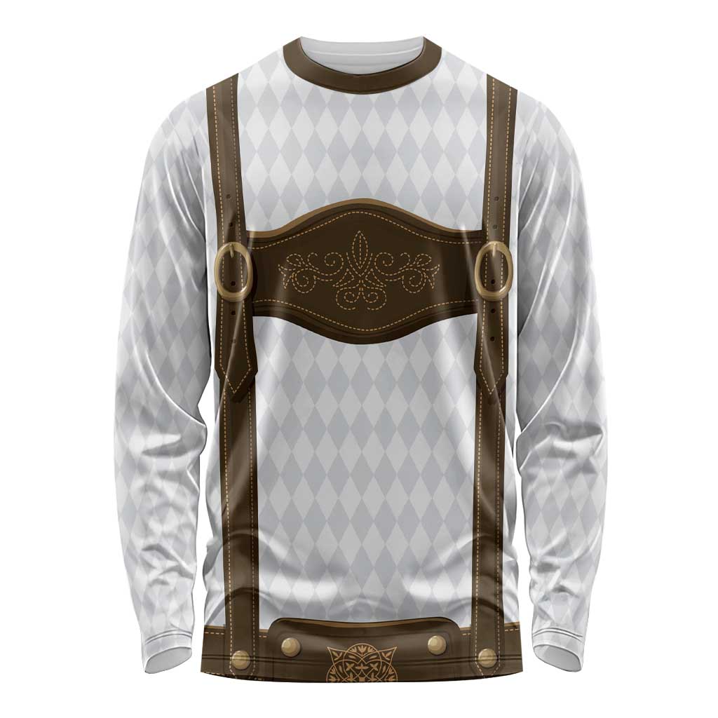 Germany Trachten Lederhose Inspired Long Sleeve Shirt Washed Brown