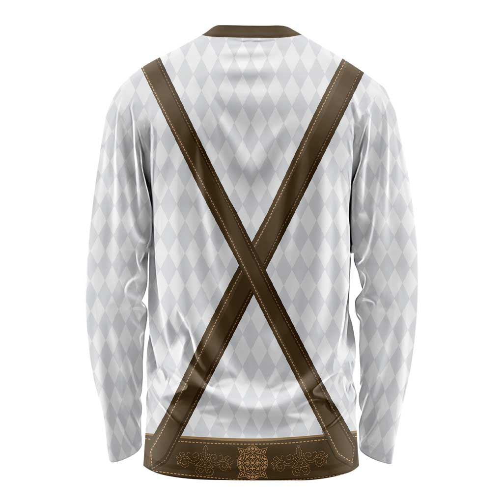 Germany Trachten Lederhose Inspired Long Sleeve Shirt Washed Brown