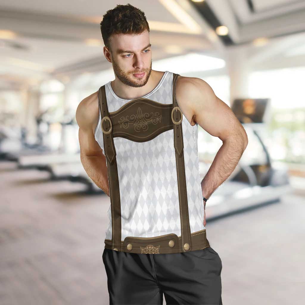 Germany Trachten Lederhose Inspired Men Tank Top Washed Brown