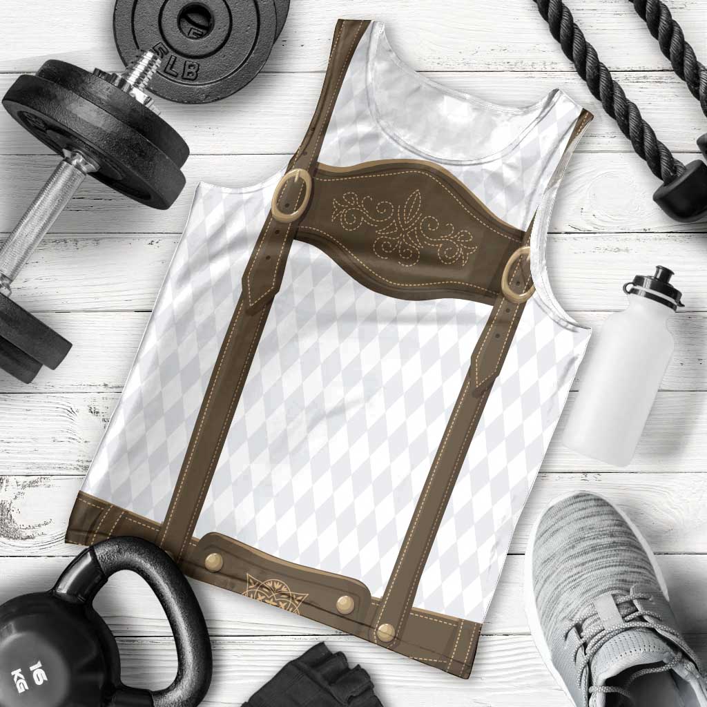 Germany Trachten Lederhose Inspired Men Tank Top Washed Brown