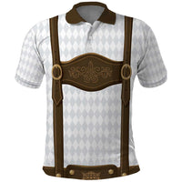 Germany Trachten Lederhose Inspired Polo Shirt Washed Brown