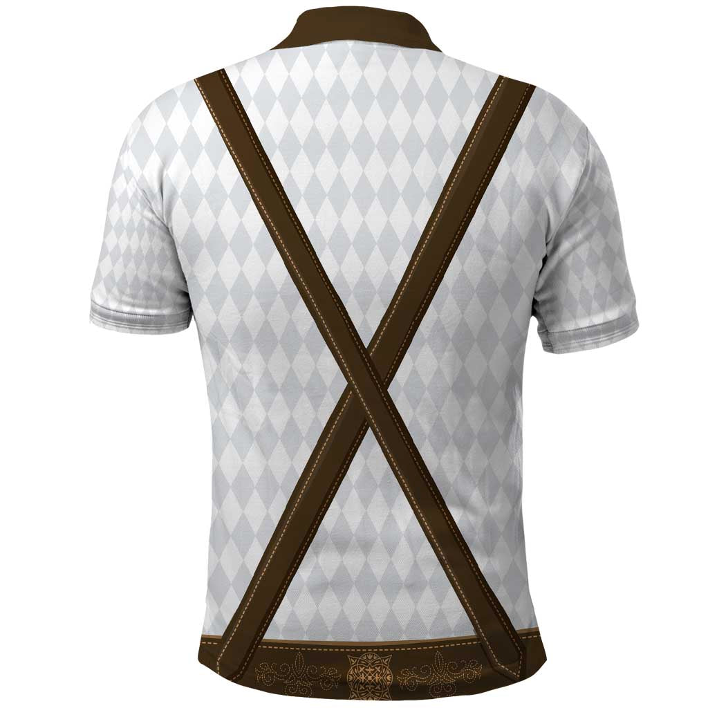 Germany Trachten Lederhose Inspired Polo Shirt Washed Brown