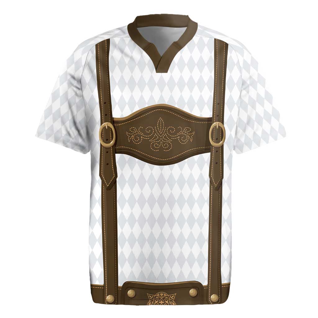 Germany Trachten Lederhose Inspired Rugby Jersey Washed Brown