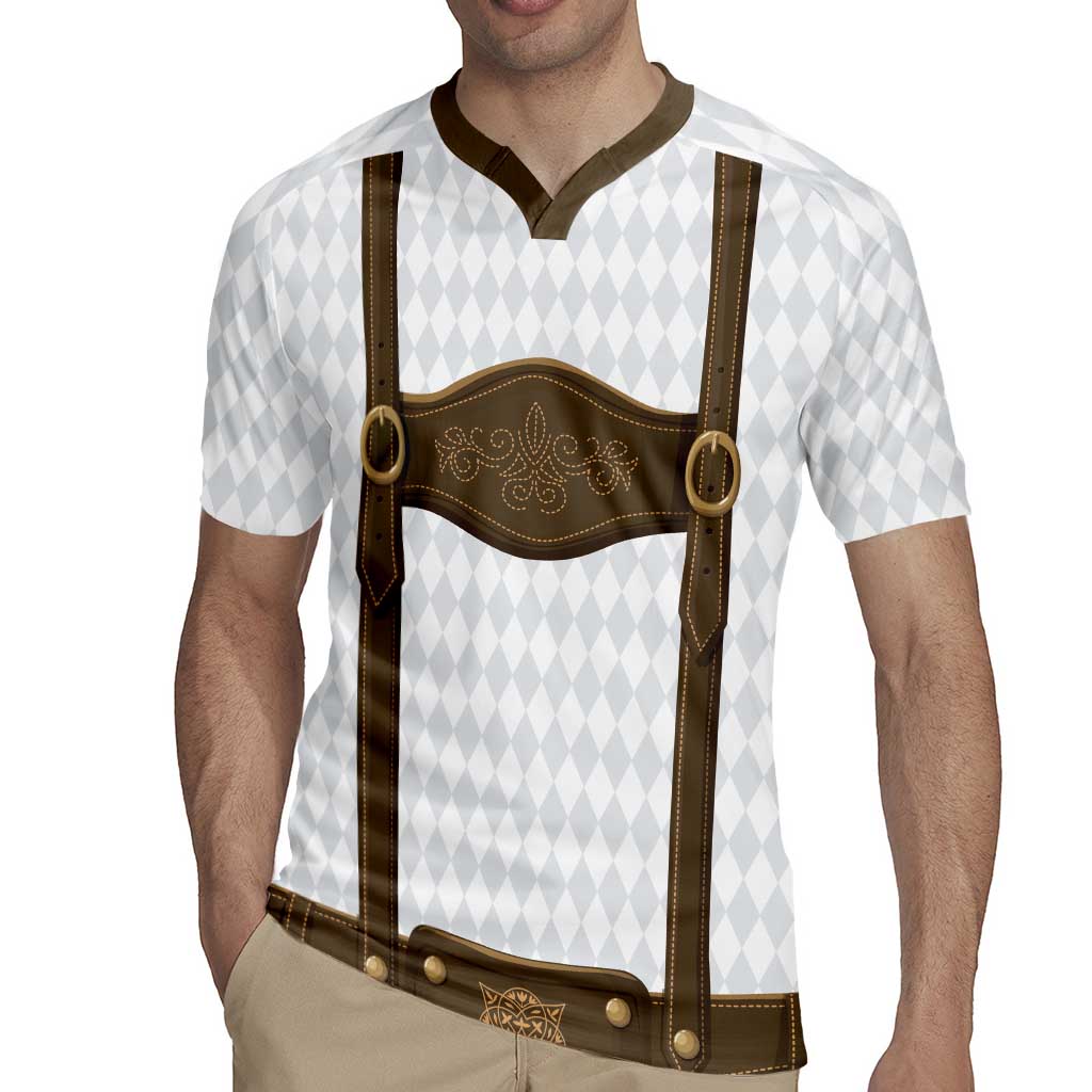 Germany Trachten Lederhose Inspired Rugby Jersey Washed Brown