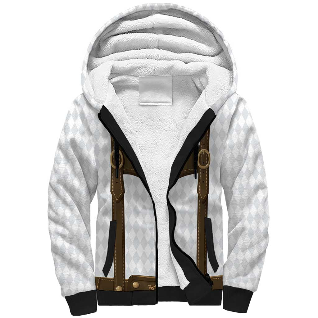 Germany Trachten Lederhose Inspired Sherpa Hoodie Washed Brown