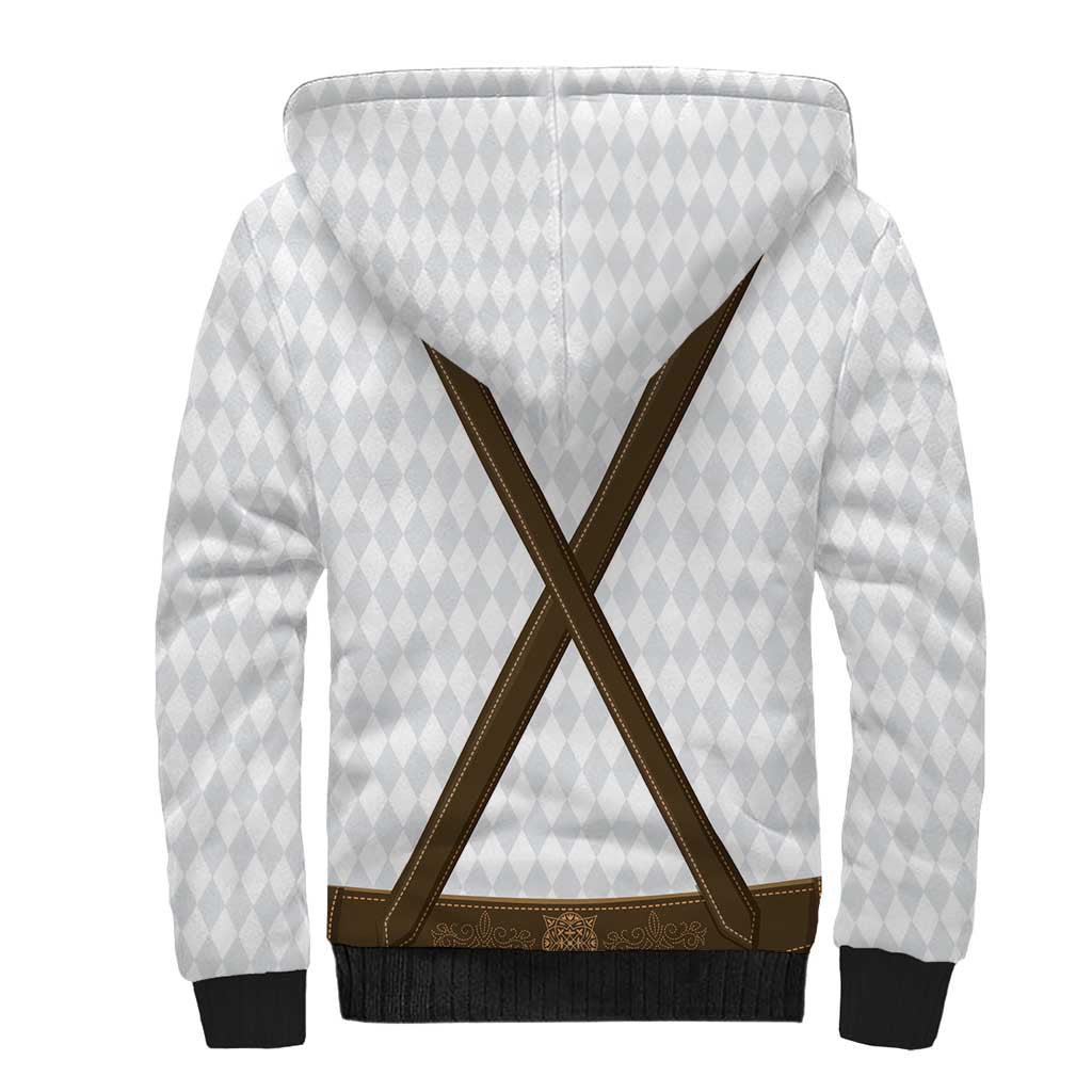 Germany Trachten Lederhose Inspired Sherpa Hoodie Washed Brown